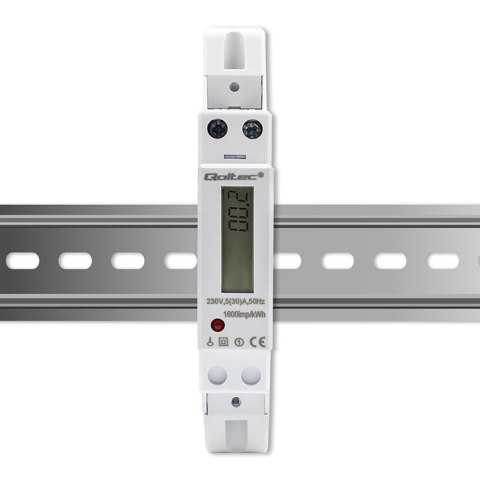 Jednofazowy elektroniczny licznik | miernik zużycia energii na szynę DIN | 230V | 30A | LCD | 1P