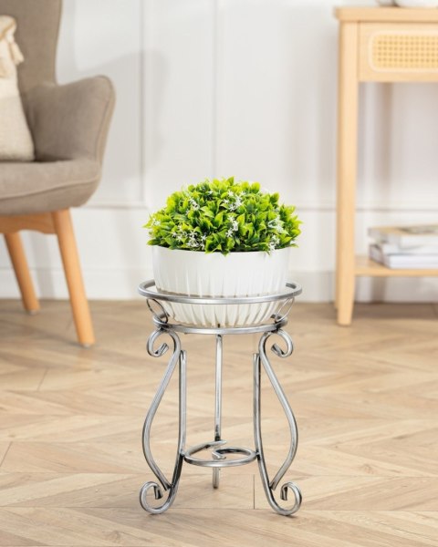 Kwietnik metalowy 37 cm srebrny
