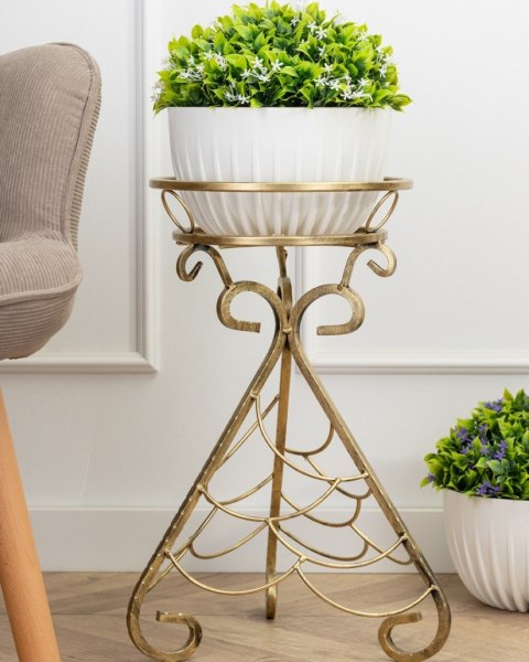 Kwietnik metalowy na jedną donicę Omri złoty