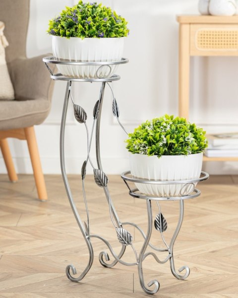 Kwietnik na dwie donice Julyan srebrny 70 cm