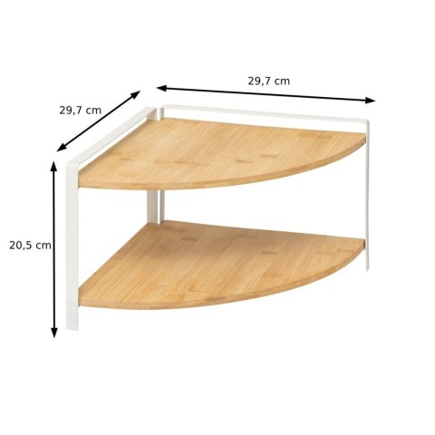 Narożna półka bambusowa 2 poziomy WHITE