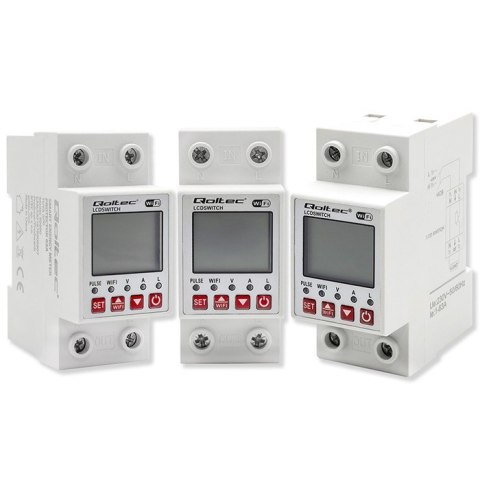 Przekaźnik 63A na szynę DIN z licznikiem energii elektrycznej | Timer | Tuya | Wi-Fi | LED 