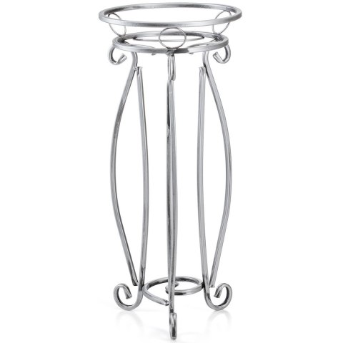 Stabilny metalowy kwietnik srebrny