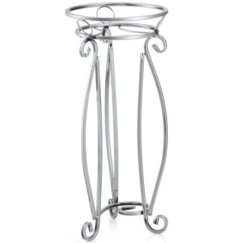 Stabilny metalowy kwietnik srebrny