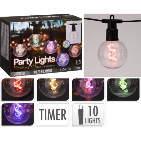 GIRLANDA OGRODOWA PARTY LIGHT 10LED G80 MULTIKOLOR