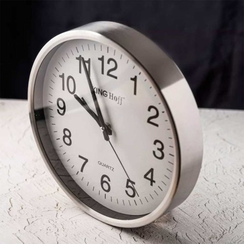 ZEGAR ŚCIENNY STALOWY 30cm MECHANIZM PŁYNĄCY KH-5025