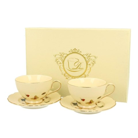 Zestaw 2 filiżanek do espresso Ecru Motylki 125 ml