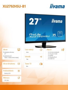 Monitor 27 cali XU2792HSU-B1 IPS,Full HD,HDMI,DP,VGA,USB,SLIM