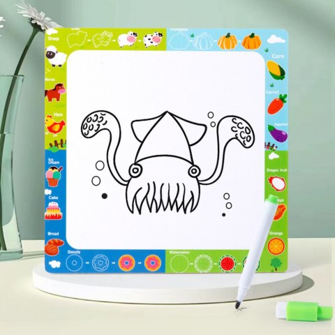 Układanka Tablica 2w1 Drewniana Edukacyjna Owoce Pisak