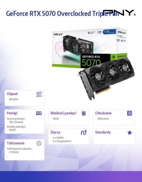 Karta graficzna GeForce RTX5070 OC 3F 12GB 192-bit 672GB/s