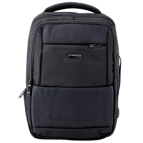 Plecak Miejski Biznesowy USB Pas Piersiowy Czarny 26L 45cm