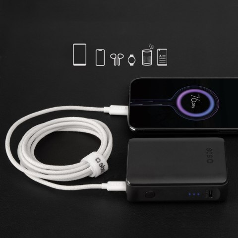 Kabel przewód w oplocie USB-C 60W 1.5m - szary