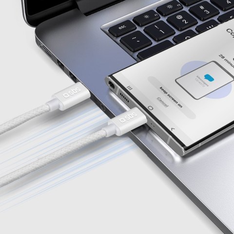 Kabel przewód w oplocie USB-C 60W 1.5m - szary