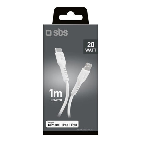 Kabel przewód z certyfikatem MFi USB-C - iPhone Lightning 1m - biały