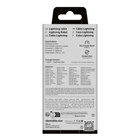 Kabel przewód z certyfikatem MFi USB-C - iPhone Lightning 1m - biały