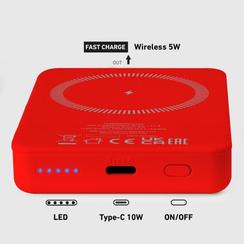 Powerbank 5000 mAh MagSafe - czerwony