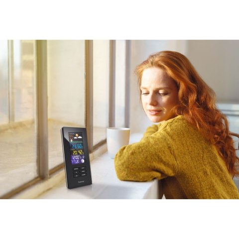 Stacja pogody Hama Color Edge termometr higrometr radiobudzik fazy księzyca - czarna