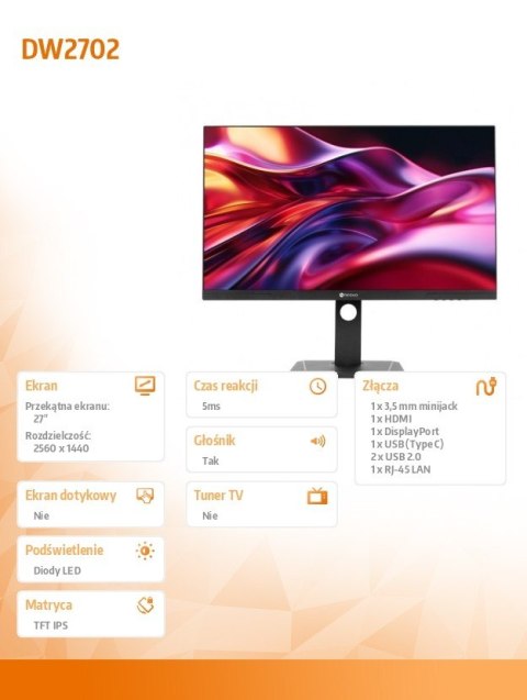Monitor 27 cali DW2702 USB-C WQHD
