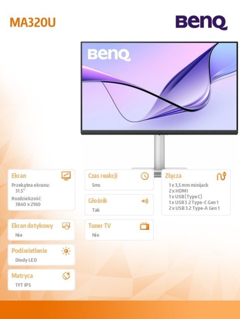 Monitor 31.5 cala MA320U 4K LED 5ms/60Hz/IPS