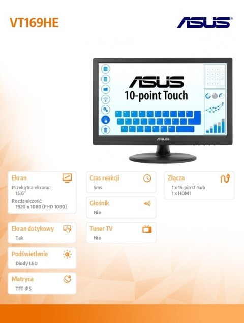 Monitor VT169HE DOTYK IPS FHD HDMI