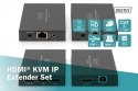 Przedłużacz / Extender KVM HDMI+USB 150m po kat.5e UTP/IP 1080p FHD 60Hz audio (zestaw)