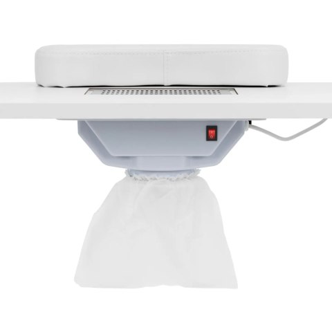 Biurko kosmetyczne do manicure z pochłaniaczem 3 szuflady 2 szafki - biało srebrne