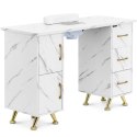 Biurko kosmetyczne do manicure z pochłaniaczem 3 szuflady 2 szafki - marmurowo złote