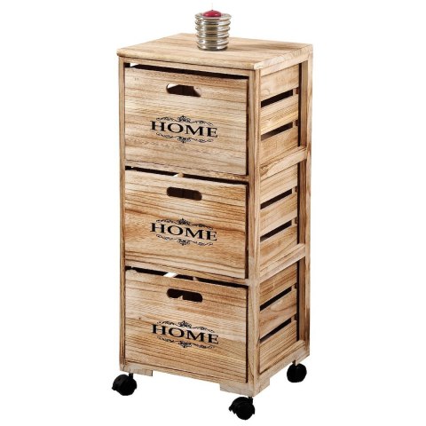 Drewniana komoda na kółkach z szufladami 82 cm