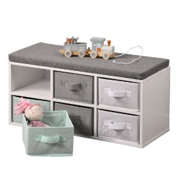 Ławka dziecięca z pojemnikami szaro niebieska 68 cm