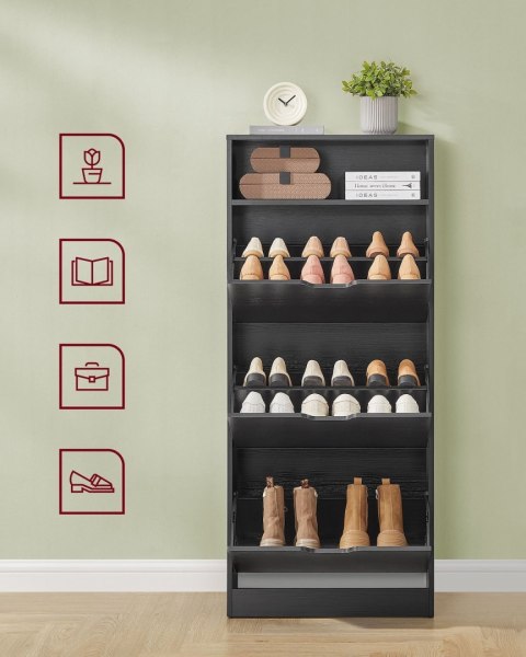 Czarna szafka na buty z 3 drzwiczkami