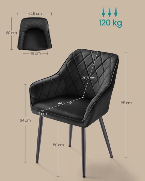 Czarne welurowe krzesło do jadalni