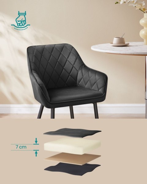 Czarne welurowe krzesło do jadalni