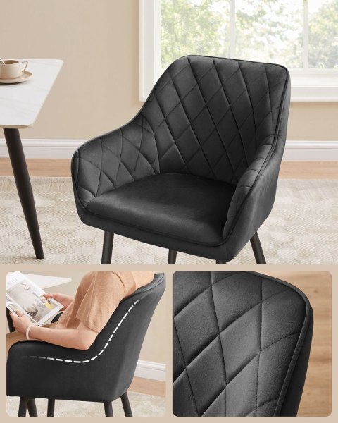 Czarne welurowe krzesło do jadalni