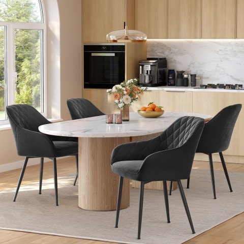 Czarne welurowe krzesło do jadalni