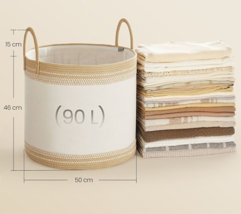 Bawełniany kosz na pranie 90 L beż
