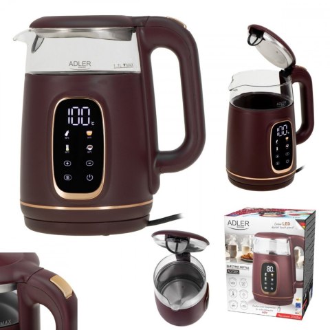 Czajnik 1,7l z wyświetlaczem LED, regulacja temperatury AD 1305 burgundy