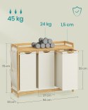 Bambusowy kosz na pranie komory 3 x 50 L