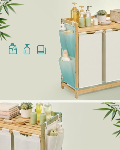 Bambusowy kosz na pranie komory 3 x 50 L