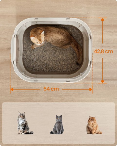 Beżowa kuweta z pokrywą i wysuwaną tacą