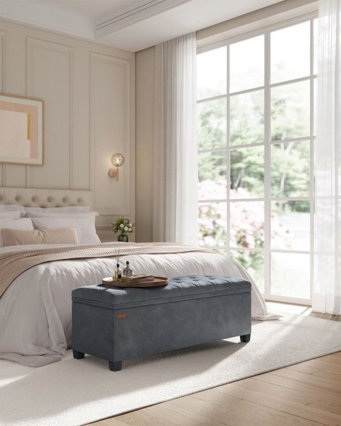 Pufa z ławką na buty 2 w 1 łupkowo-szary 103 L