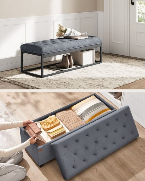 Pufa z ławką na buty 2 w 1 łupkowo-szary 103 L