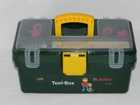 Skrzynka z narzędziami i wkrętarką Bosch
