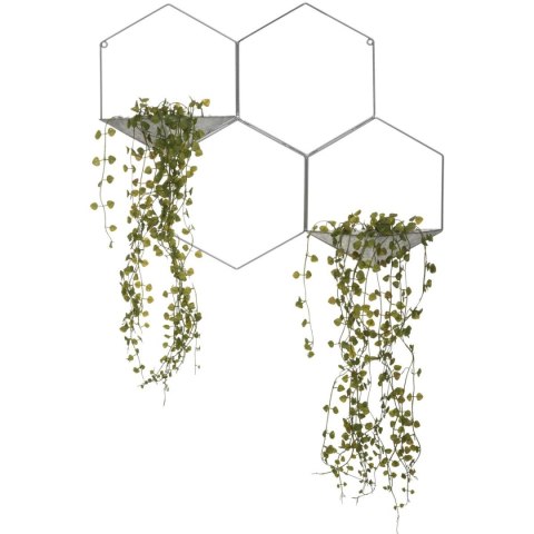 Roślina sztuczna zwisająca szary stelaż Nowoczesna kształt heksagonu, kwiaty wykonane z wysokiej jakości tworzywa sztucznego, me
