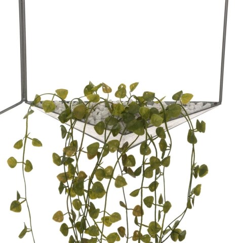 Roślina sztuczna zwisająca szary stelaż Nowoczesna kształt heksagonu, kwiaty wykonane z wysokiej jakości tworzywa sztucznego, me