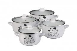 Zestaw garnków 8 elementów Emalia Łąka DO-145