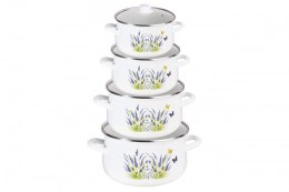 Zestaw garnków 8 elementów Emalia Lawenda DO-5005