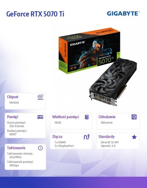 Karta graficzna GeForce RTX 5070 Ti WINDFORCE OC SFF 16G 256BIT GDDR7