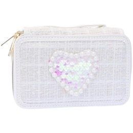 Piórnik tweedowy 3 poziomy biały