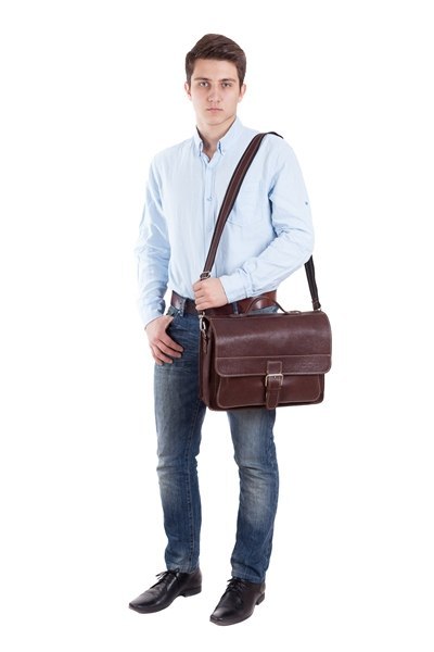 Skórzana torba na ramię teczka TC5 BROWN