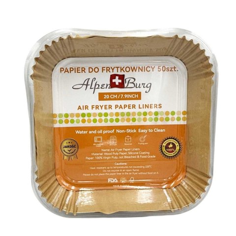 WKŁAD PAPIEROWY DO FRYTOWNICY KWADRATOWY 20x20cm 50szt. ALPENBURG